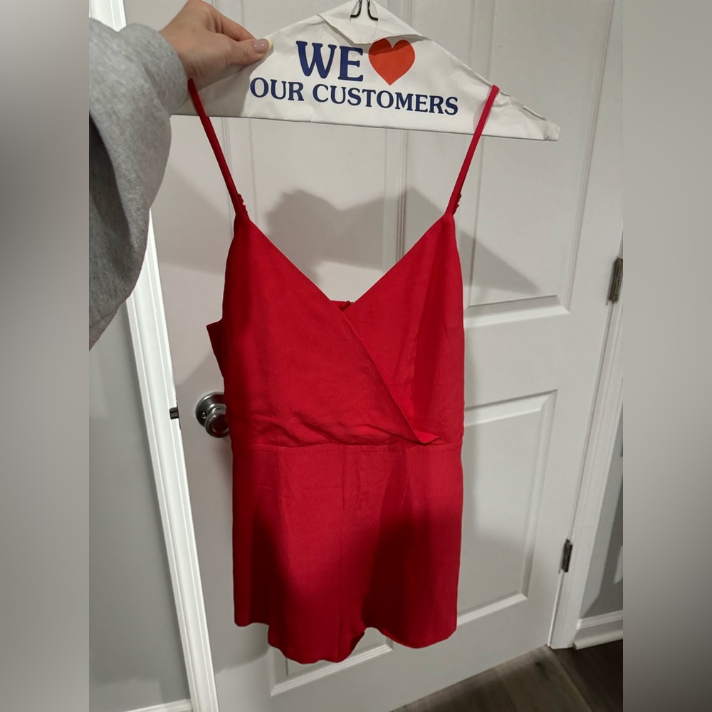 Red Sleeveless Wrap Jumpsuit